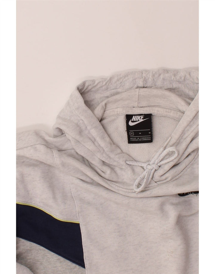 NIKE Womens Crop Oversized Hoodie Jumper UK 14 Medium Grey Colourblock Vintage Nike and Second-Hand Nike from Messina Hembry 