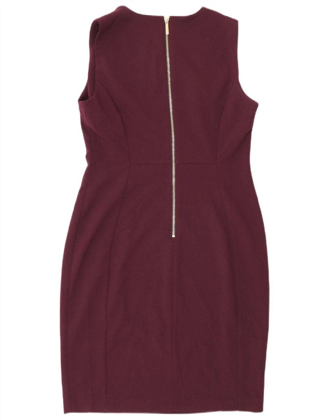 Calvin Klein Dame Ærmeløs Skede Kjole US 12 Large Burgundy Polyester