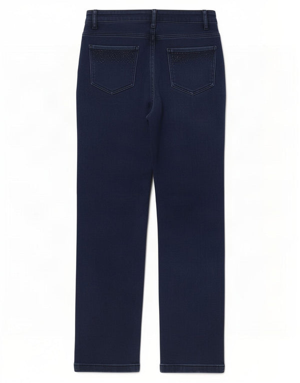 Marks & Spencer Dame Straight Jeans UK 10 Small W28 L27 Navy Blue Bomuld