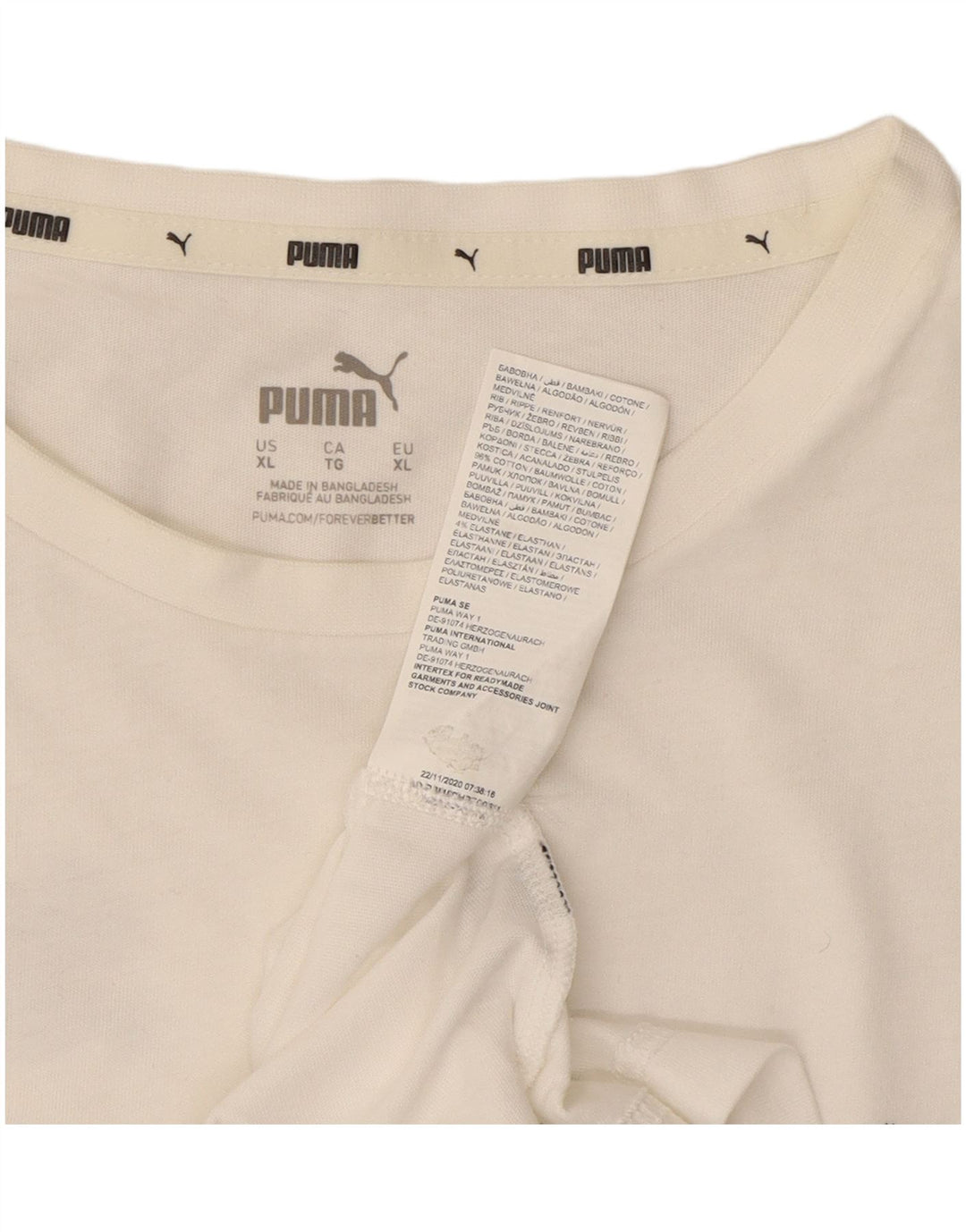PUMA Mens Graphic Top Long Sleeve XL White Cotton