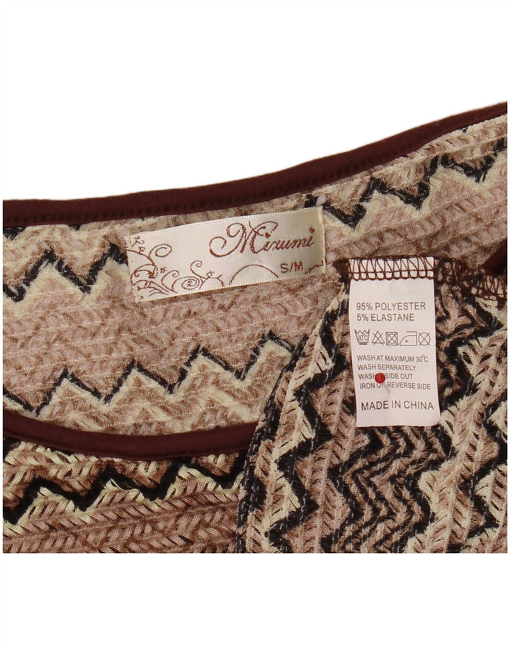 Mizumi Dame Batwing Oversized Bluse Top UK 10 Small Brown Chevron