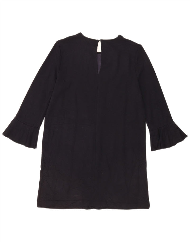 Zara Dame 3/4 ærmer Shift Dress UK 12 Medium Navy Blue Viscose