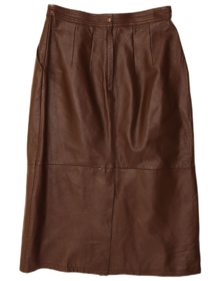 VINTAGE Pencil Skirt til kvinder IT 40 Small W28 Brunt læder