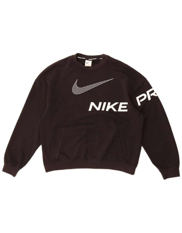 Nike Womens Grafisk Oversized Sweatshirt Jumper UK 10 Small Black Bomuld