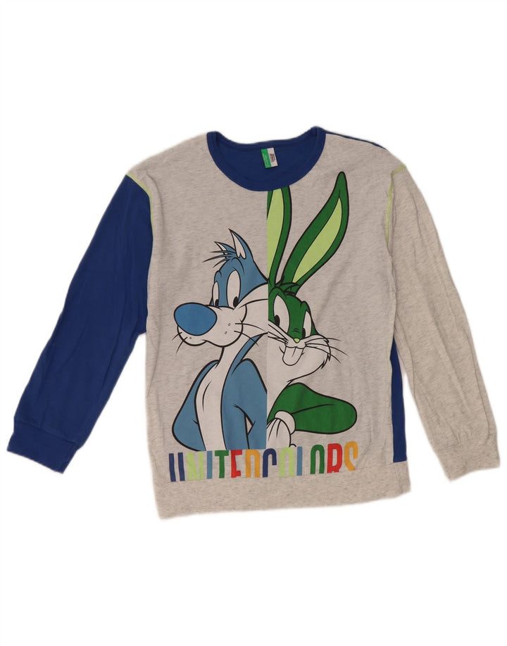 BENETTON drenge Looney Tunes sweater med rund hals 10-11 år XL Grå