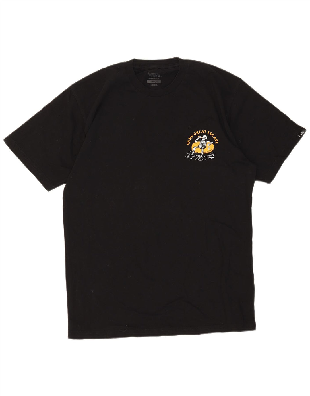 VANS Herre Classic Fit Grafisk T-Shirt Top Medium Sort Bomuld