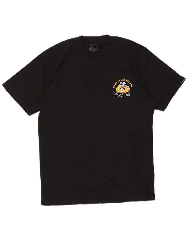 VANS Herre Classic Fit Grafisk T-Shirt Top Medium Sort Bomuld
