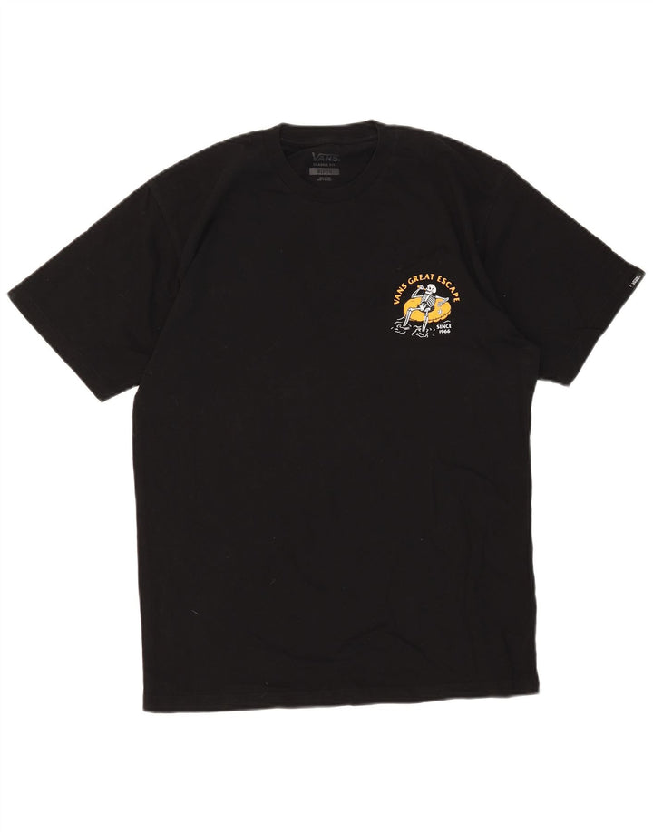VANS Herre Classic Fit Grafisk T-Shirt Top Medium Sort Bomuld
