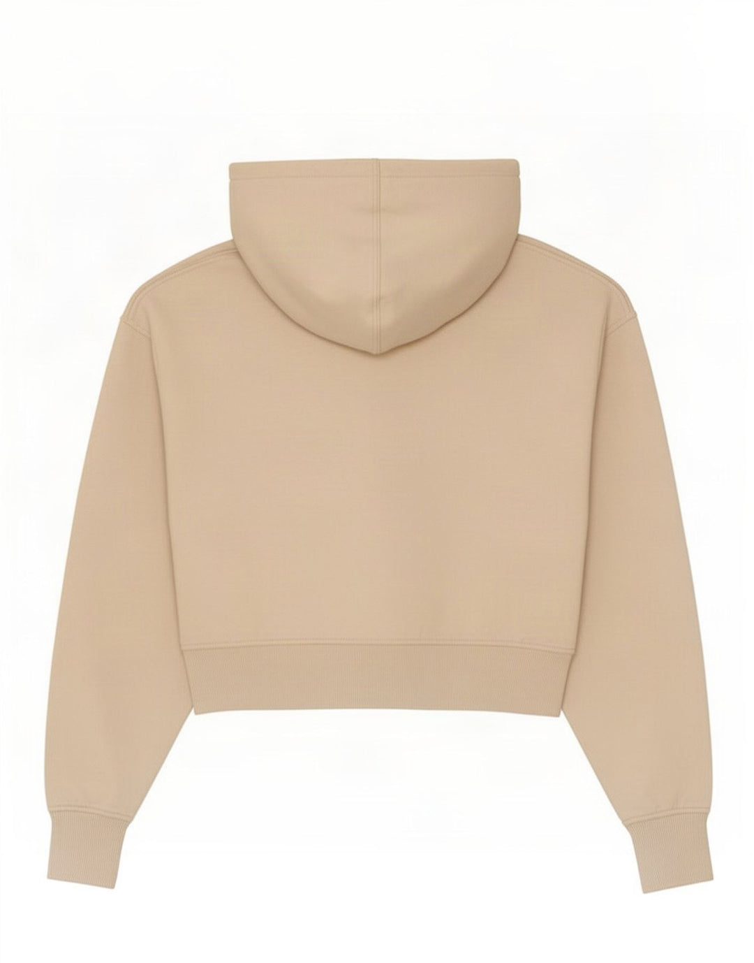 Zara Dame Crop Hoodie Jumper UK 14 Medium Beige Polyester