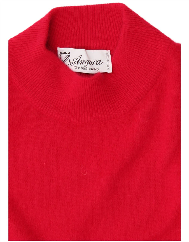 VINTAGE Dame Turtle Neck Jumper Sweater UK 16 Large Red Angora