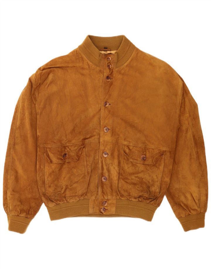 Vintage herre ruskind bomberjakke IT 56 2XL beige læder