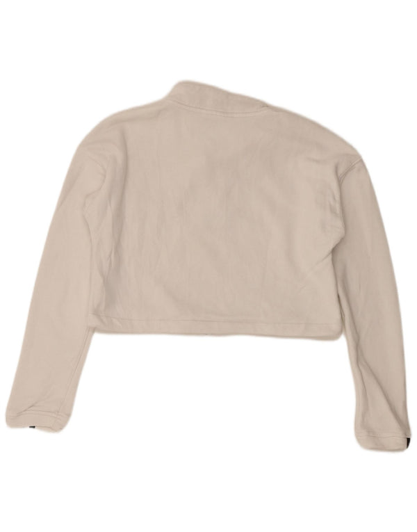 Adidas Dame Oversized Crop Zip Neck Sweatshirt Jumper UK 8 Small White