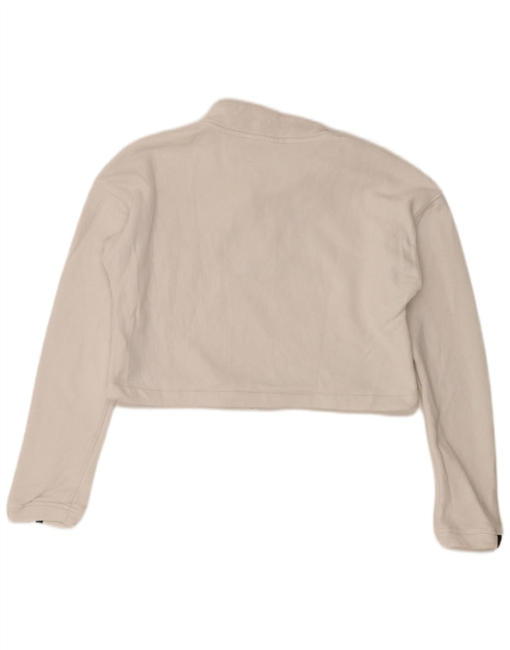 Adidas Dame Oversized Crop Zip Neck Sweatshirt Jumper UK 8 Small White