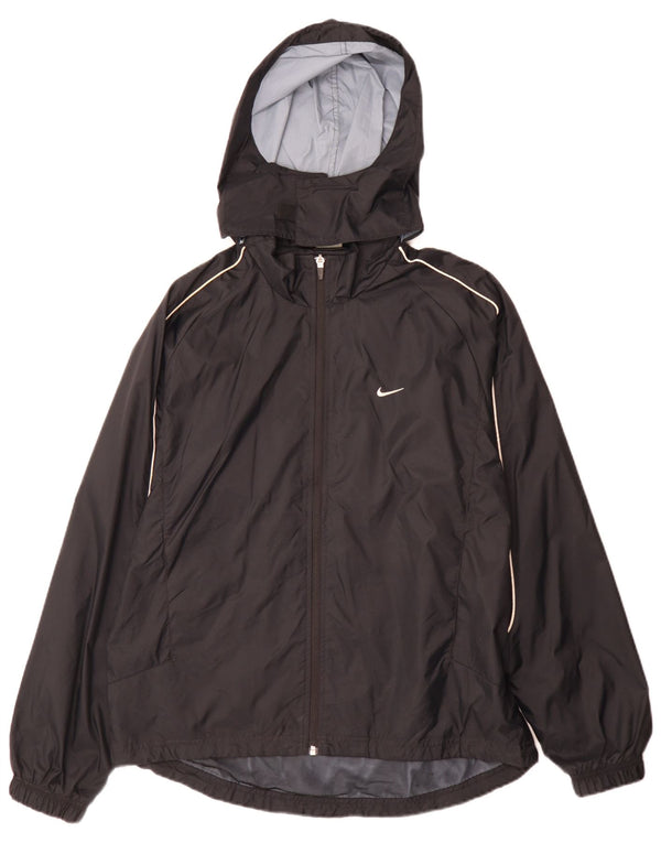 Nike Regnjakke med hætte til mænd UK 38 Medium Sort Nylon Sports