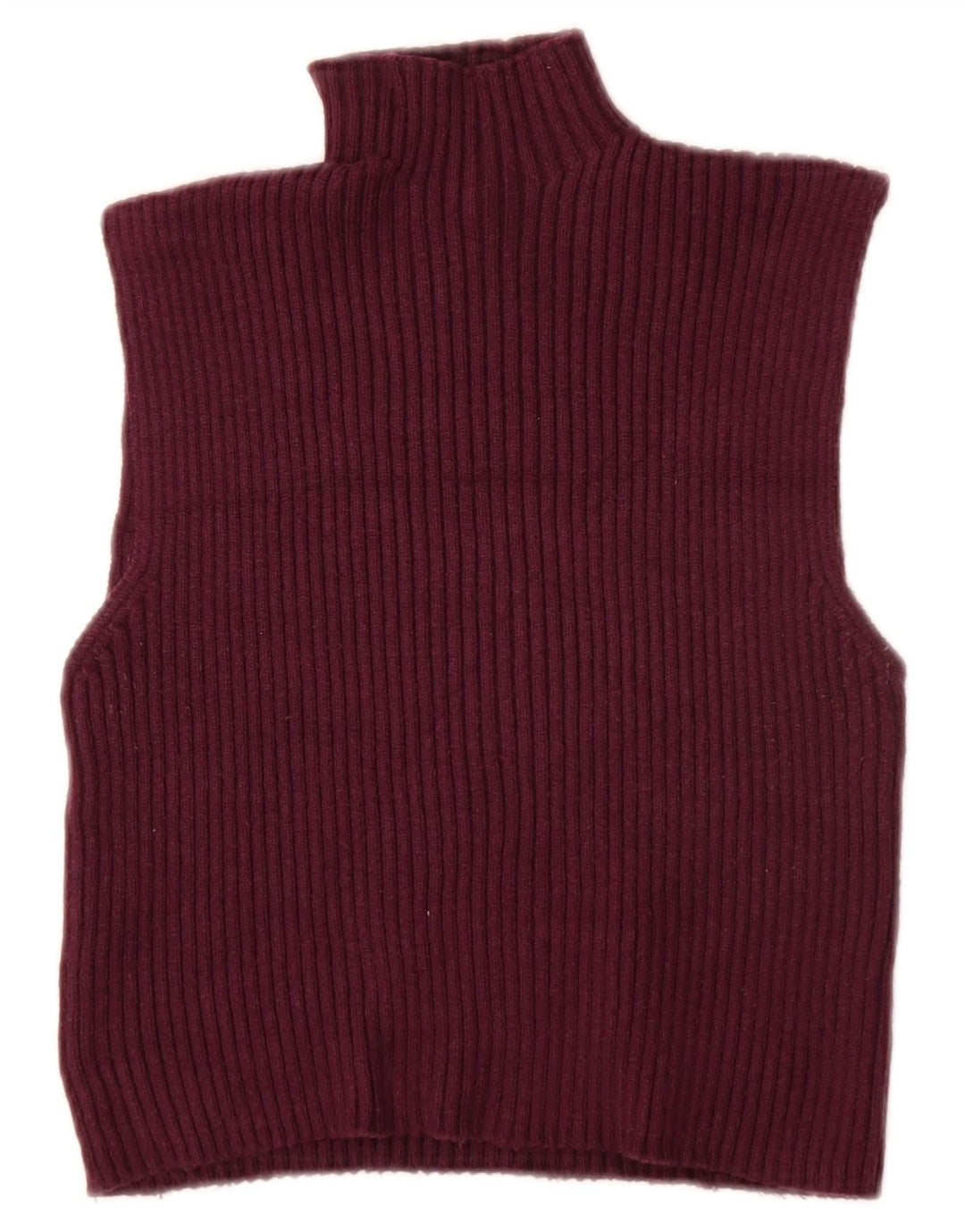ZARA Dame Crop Vest Tank Top UK 12 Medium Burgundy Viscose