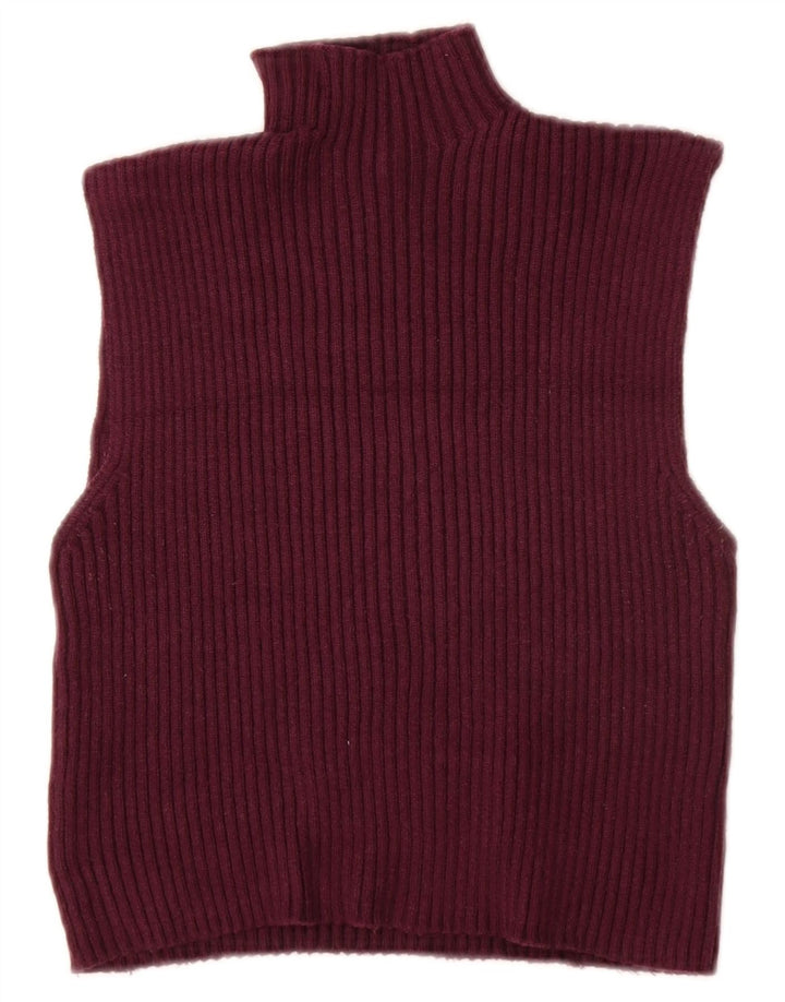 ZARA Dame Crop Vest Tank Top UK 12 Medium Burgundy Viscose
