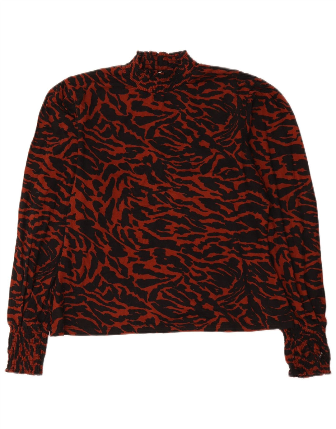 Oasis Dame Langærmet Bluse Top UK 14 Large Red Animal Print Polyester