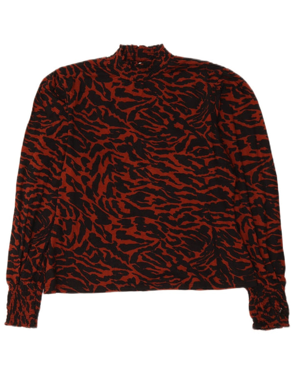 Oasis Dame Langærmet Bluse Top UK 14 Large Red Animal Print Polyester
