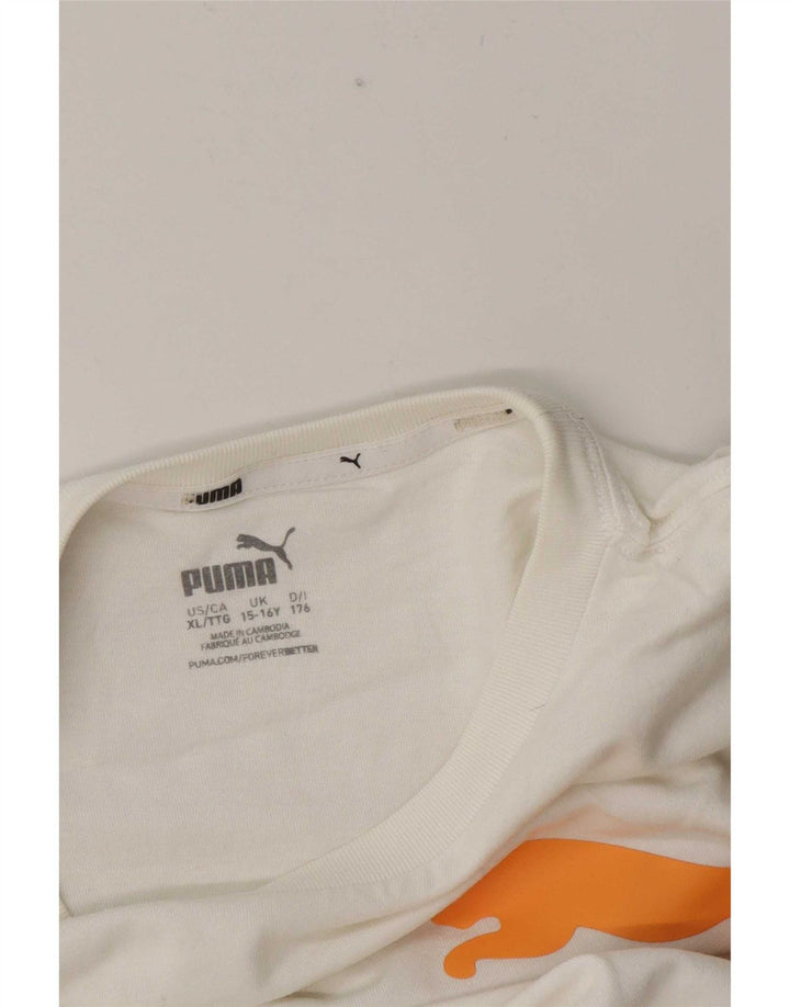 Puma Boys Grafisk T-Shirt Top 15-16 år Hvid