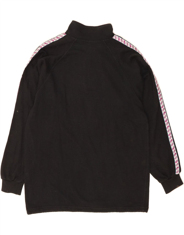 ASICS Mens Graphic Zip Neck Sweatshirt Jumper XL Black Cotton Vintage Asics and Second-Hand Asics from Messina Hembry 