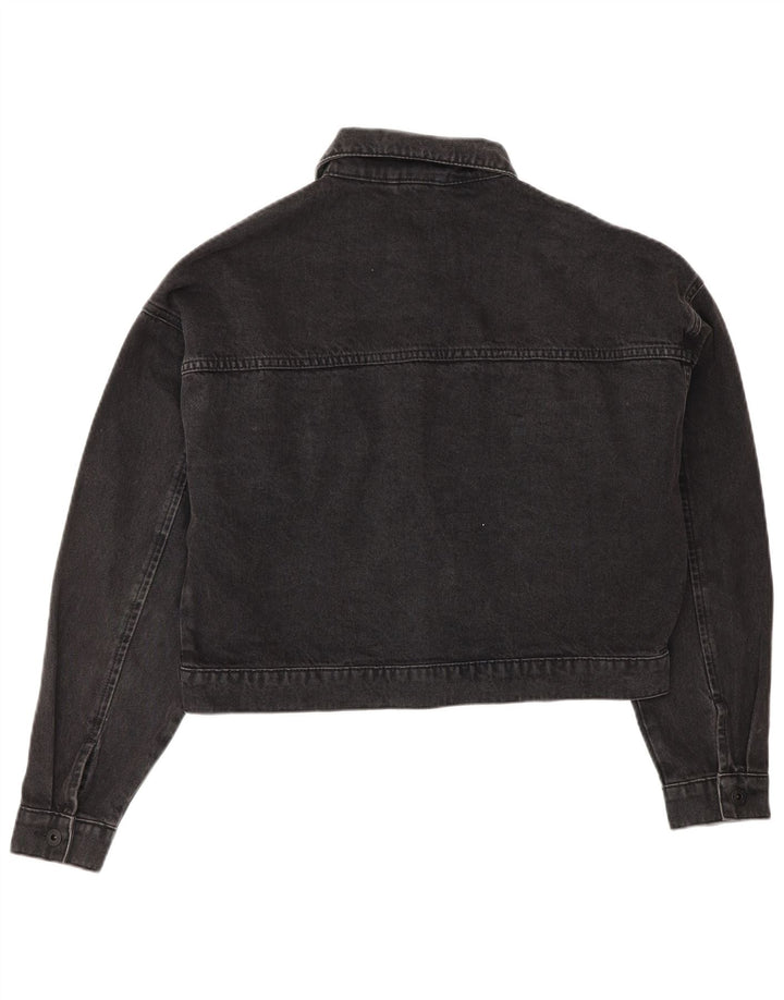 JACK WILLS Dame Oversized Crop Denim Jacket UK 10 Small Grey Bomuld