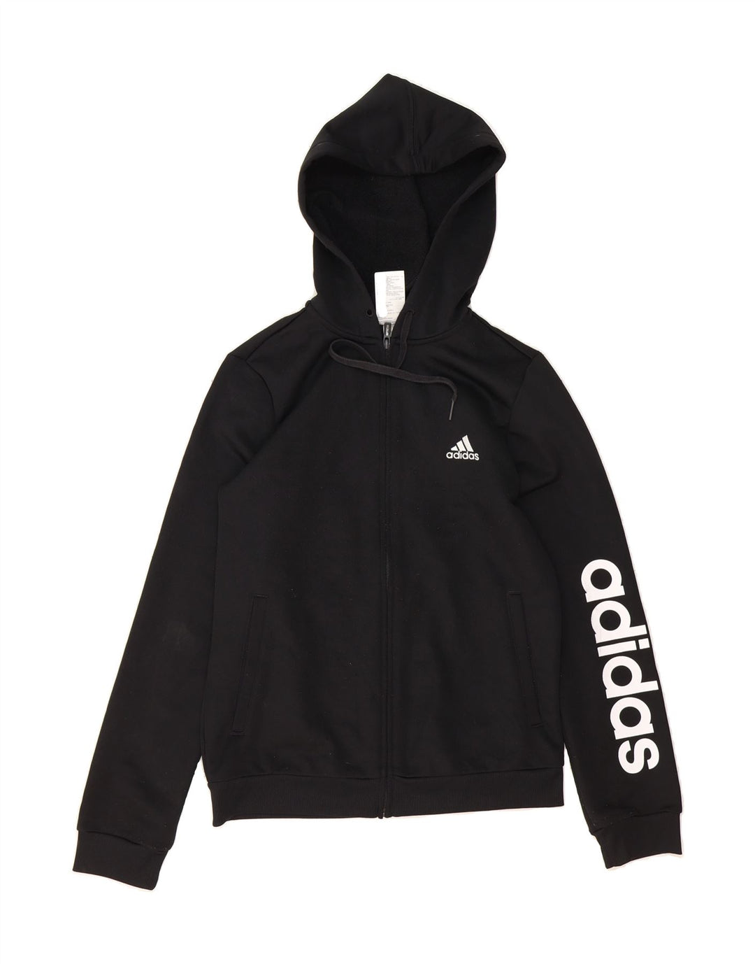 ADIDAS Mens Graphic Zip Hoodie Sweater UK 12/14 Medium Black Polyester Vintage Adidas and Second-Hand Adidas from Messina Hembry 