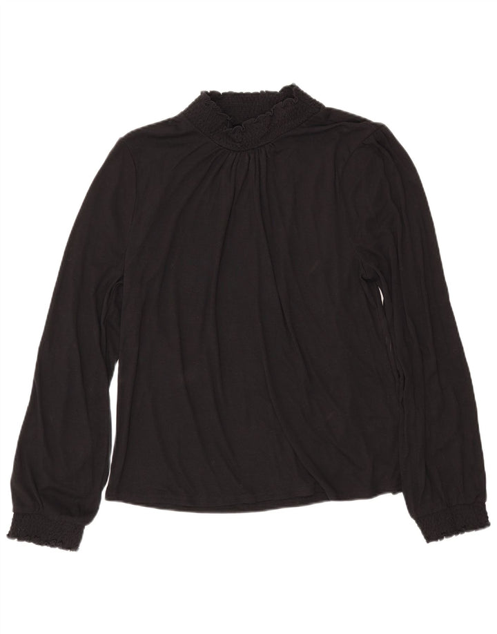 J. CREW Dame Langærmet Bluse Top UK 16 Large Black Polyester
