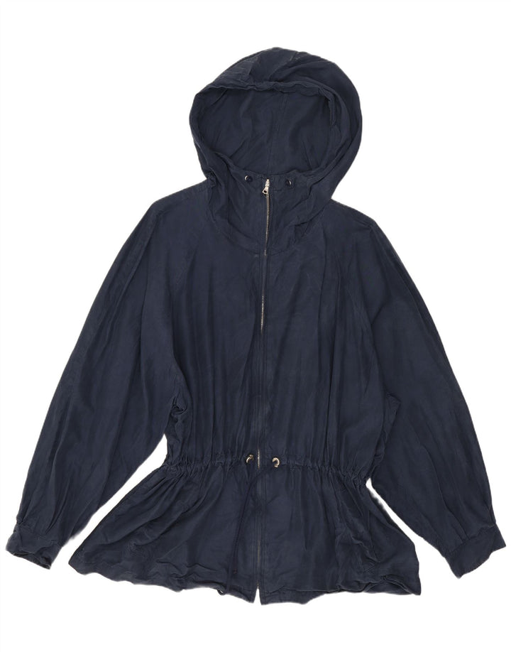 Belfe Dame Hooded Utility Jacket IT 44 Medium Navy Blue Silke