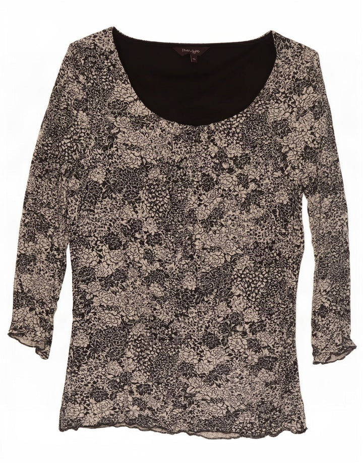 Phase Eight Womens Top 3/4 ærmer UK 16 Large Black Floral Viscose