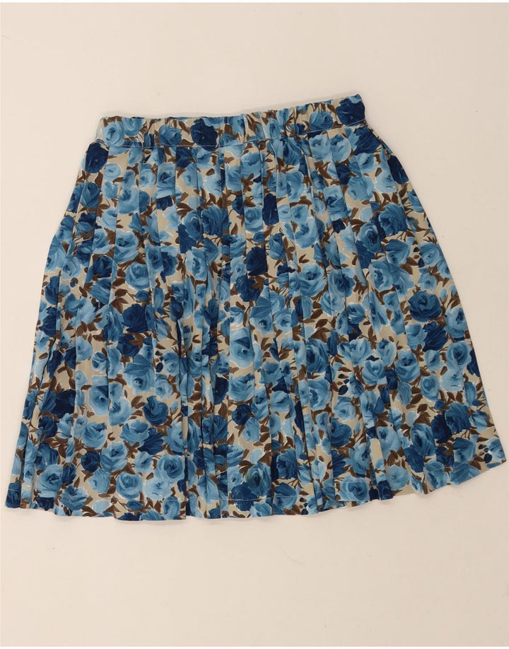 Vintage plisseret nederdel til kvinder W28 Medium Blue Floral