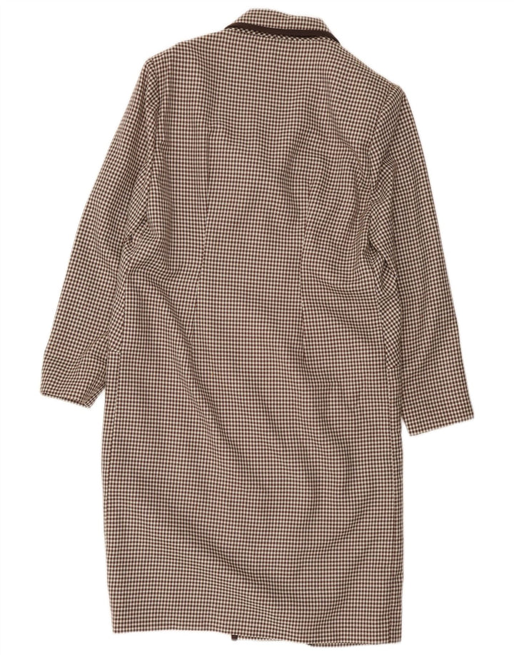 Alta Moda Dame Dobbeltradet Frakke UK 8 Small Brown Houndstooth