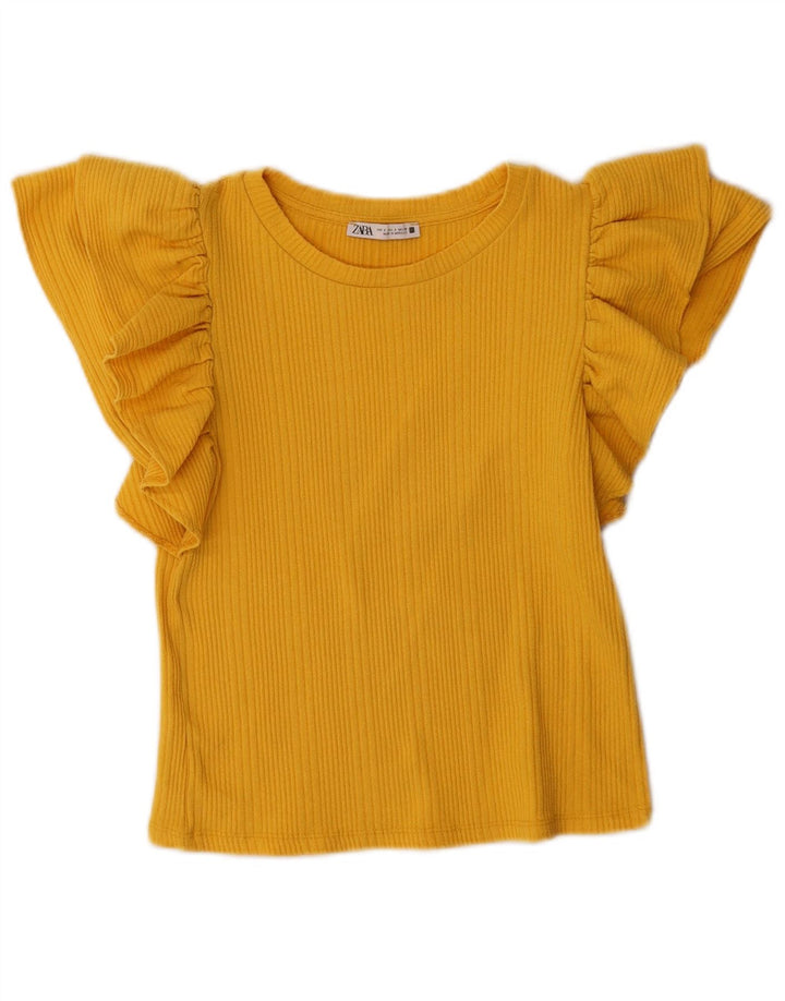 Zara Dame Bluse Top UK 10 Lille Gul
