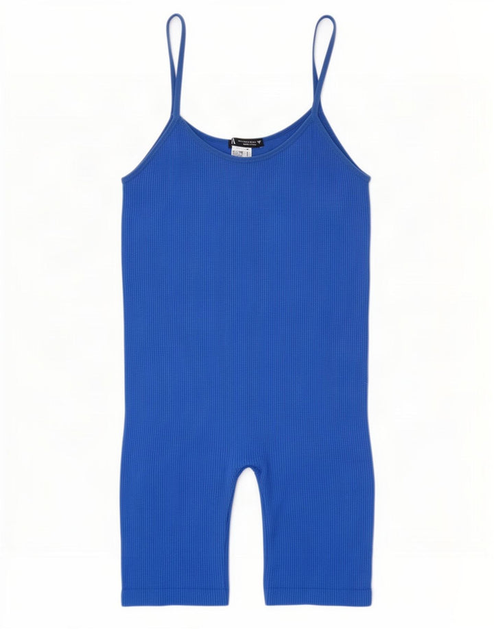 Zara Dame Ærmeløs Playsuit UK 12 Medium Blue Polyamide
