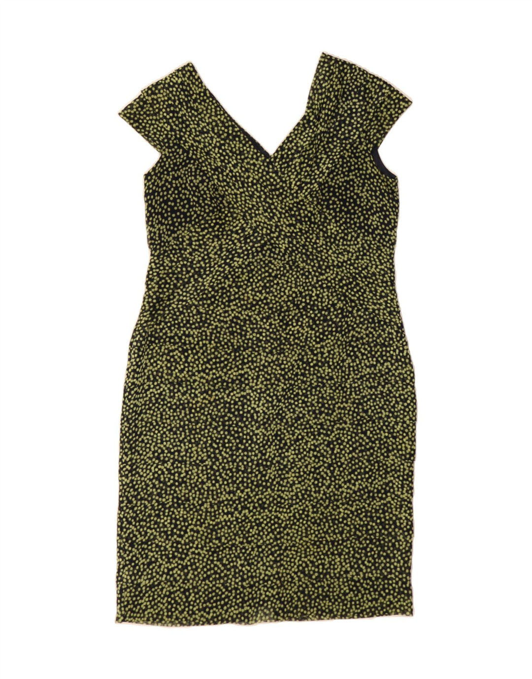 JACQUES VERT Womens Sheath Dress UK 14 Large Green Spotted Polyester Vintage Jacques Vert and Second-Hand Jacques Vert from Messina Hembry 