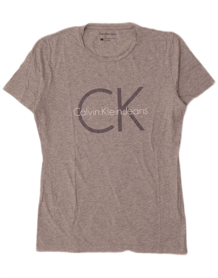 Calvin Klein Jeans Herre grafisk T-shirt Top Medium Grey Flecked
