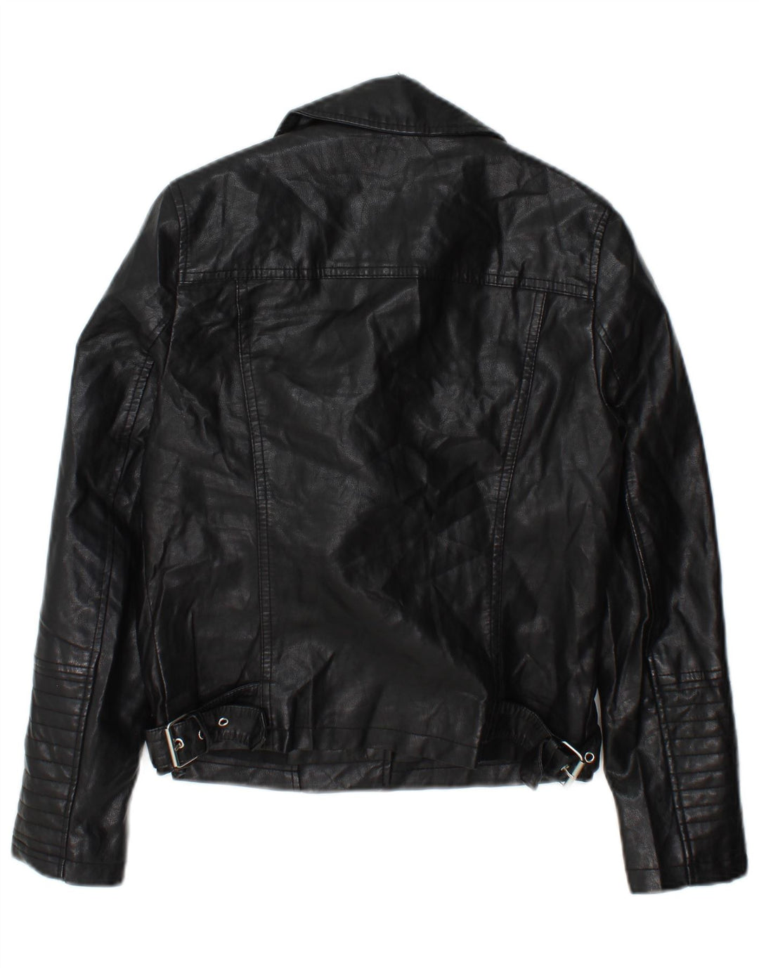 Topshop Womens Biker Jacket UK 8 Small Black Polyester