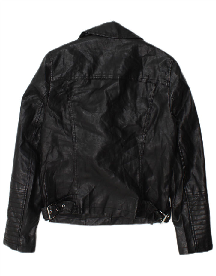 Topshop Womens Biker Jacket UK 8 Small Black Polyester