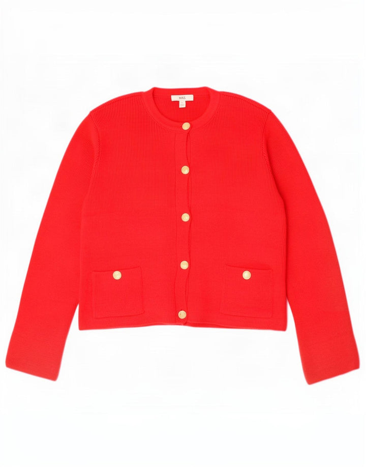 Marks & Spencer Kvinder Oversized Cardigan Sweater UK 16 Stor Rød Akryl