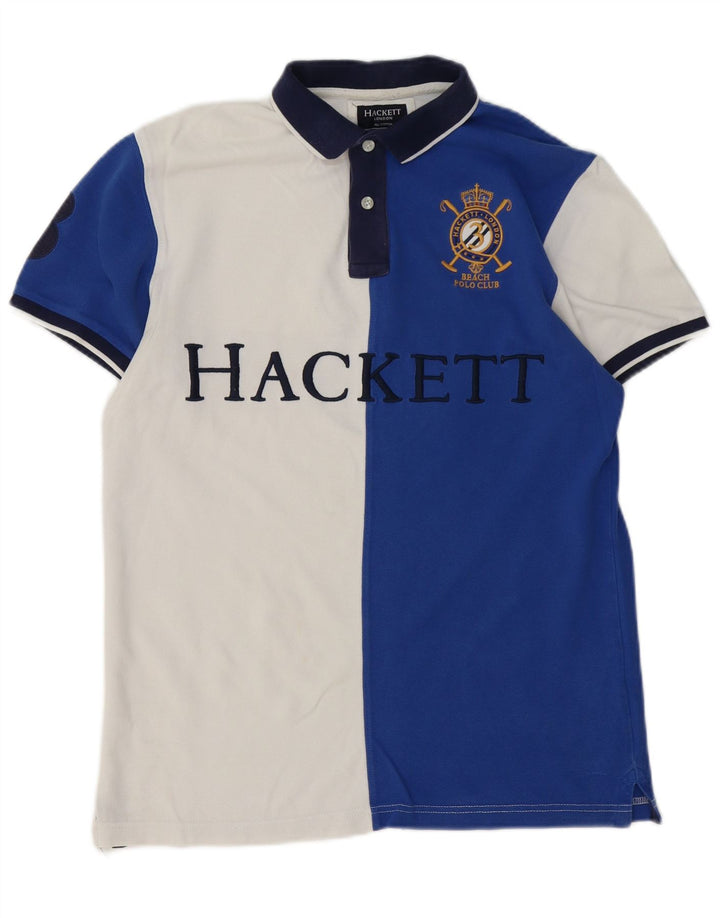 Hackett herre skræddersyet pasform grafisk rugby polo shirt mellem hvid farveblok
