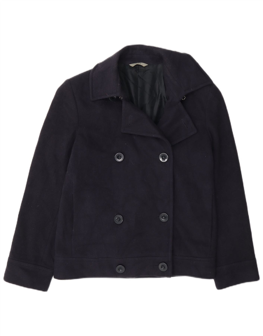 Marks & Spencer Womens Pea Coat UK 10 Small Navy Blue Wool