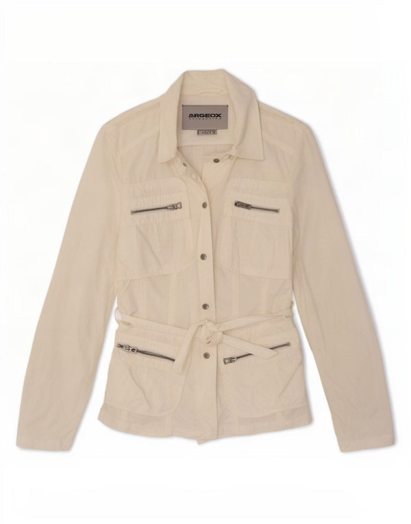 Geox Womens Respira Utility Jacket UK 6 XS Hvid Bomuld