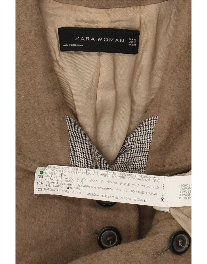 Zara Dame Overfrakke UK 6 XS Beige Uld