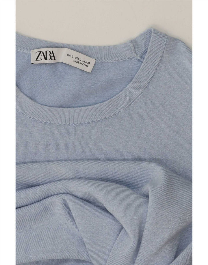 Zara Dame Boat Neck Jumper Sweater UK 16 Large Blue
