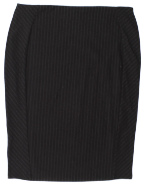 Marks & Spencer Pencil Nederdel til kvinder UK 18 XL W38 Sortstribet viskose