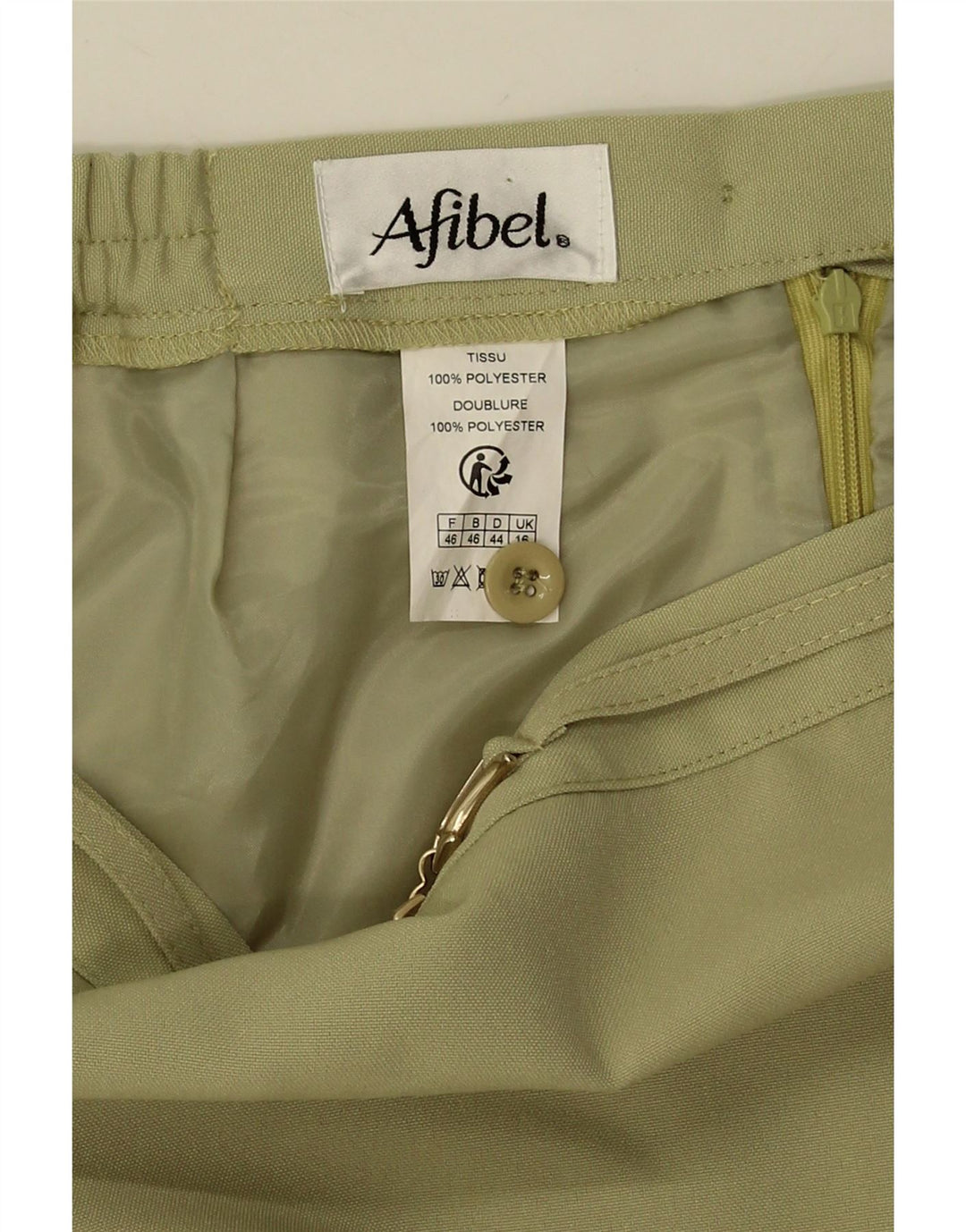 AFIBEL Womens Midi Skirt UK 16 Large W34  Green Polyester