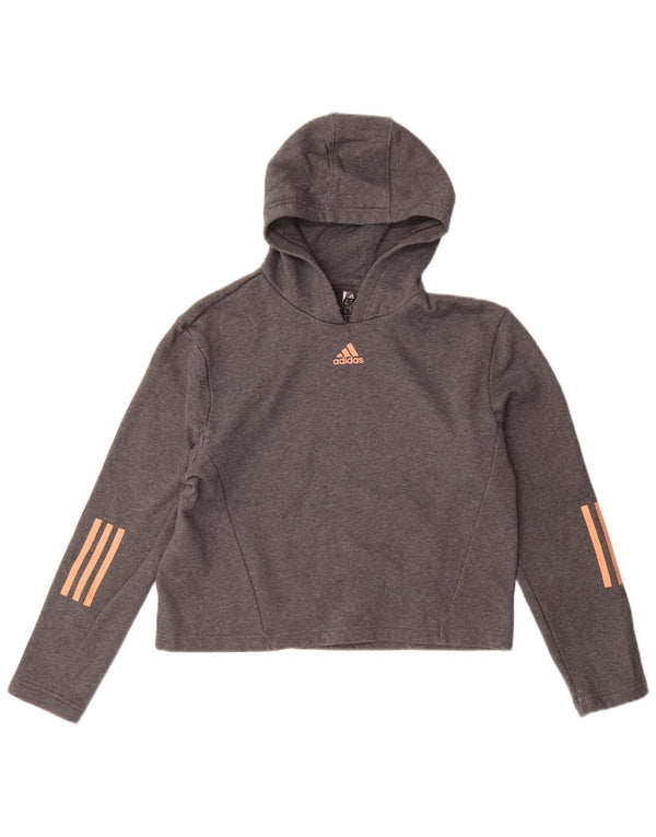 Adidas Crop hættetrøje til piger 14-15 år Grå bomuld