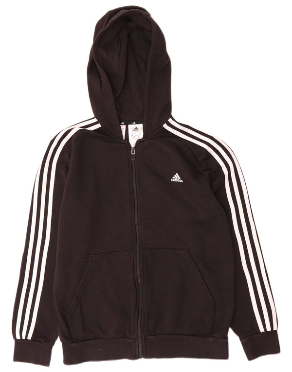 Adidas hættetrøje med lynlås til drenge 13-14 år Sort bomuld