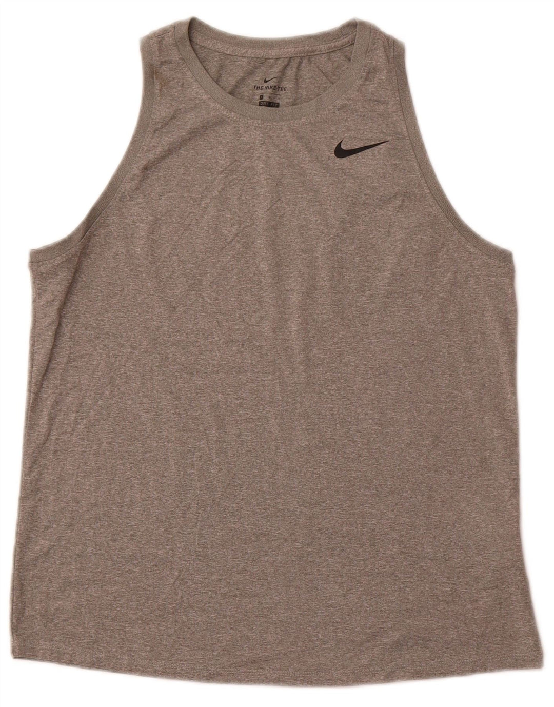 NIKE Dame Dri Fit Vest Top UK 12 Medium Grey Flecked Polyester