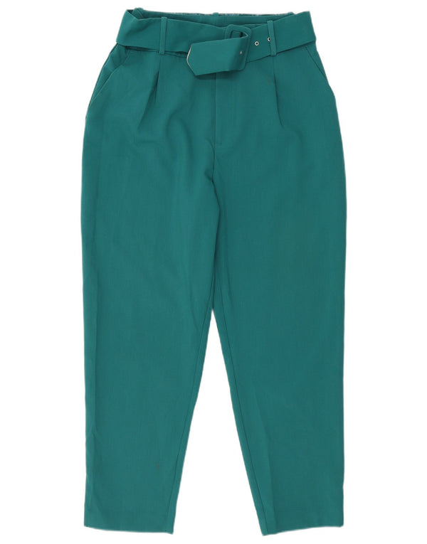 Zara Kvinder Højtaljet tilspidsede Chinobukser Large W32 L28 Turkis