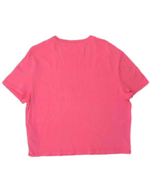 Tommy Hilfiger Dame Grafisk T-Shirt Top UK 16 Stor Pink Bomuld